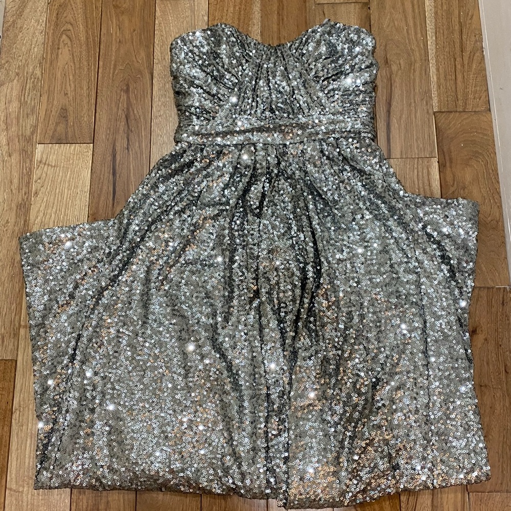 Badgley Mischka Sequin Strapless Siren Gown Dress Size 8